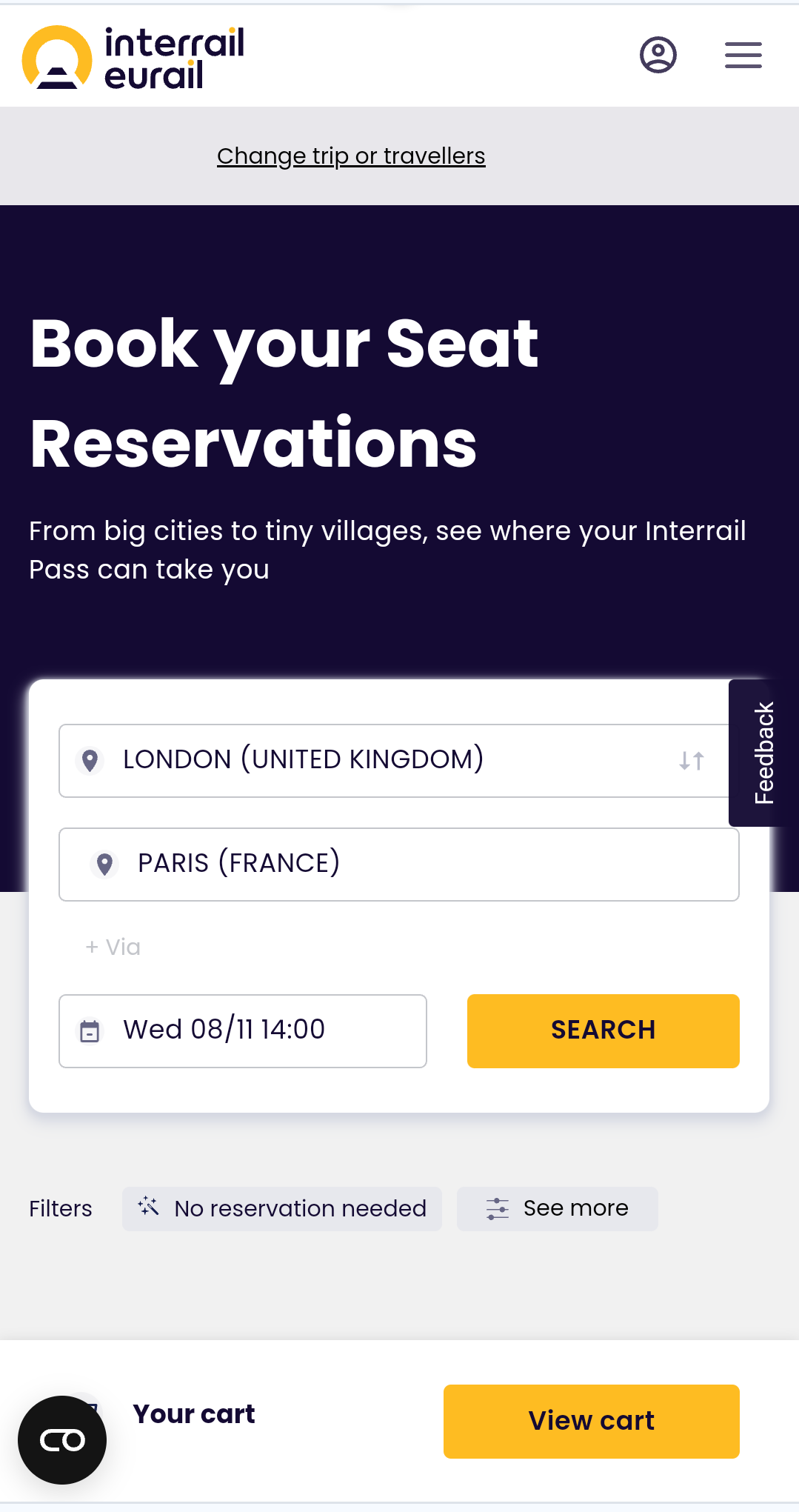 Pulsante "Book seat reservations" nel Planner