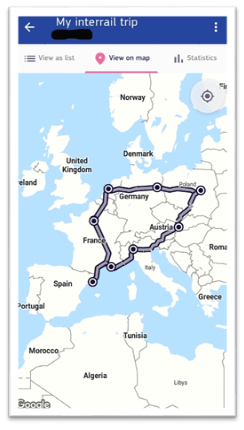 Voyage affiché sur une carte