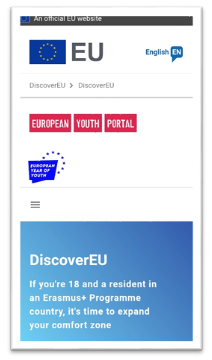 Link naar het DiscoverEU Youth Portal